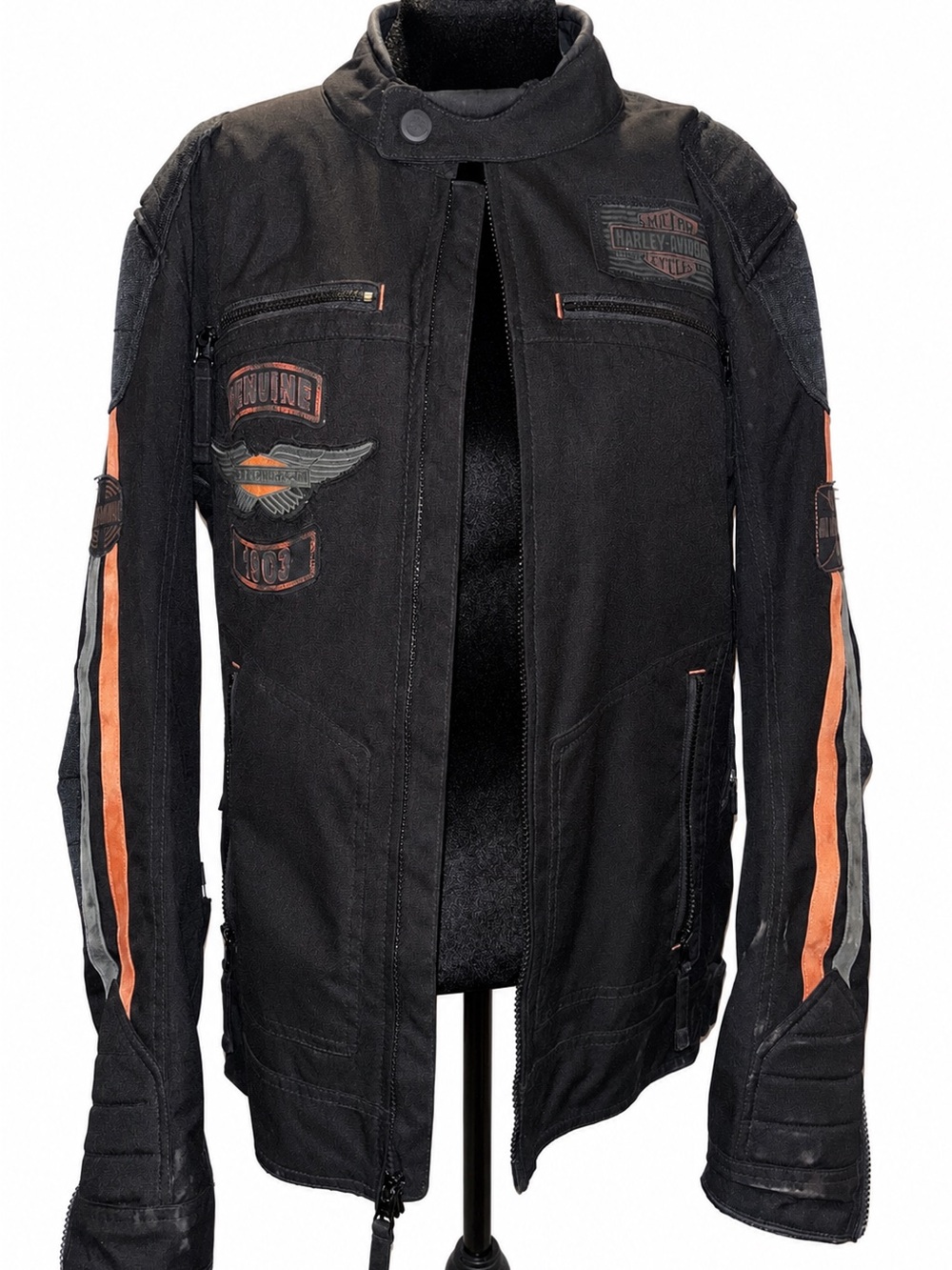 Harley-Davidson Black Jacket with Orange Stripes
